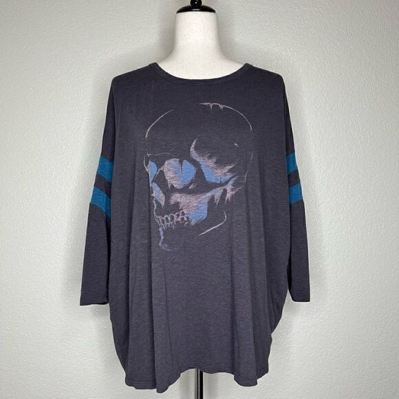 torrid Tops - Torrid Skull Classic Fit Super Soft Slub Long Sleeves Drop Shoulder Tee